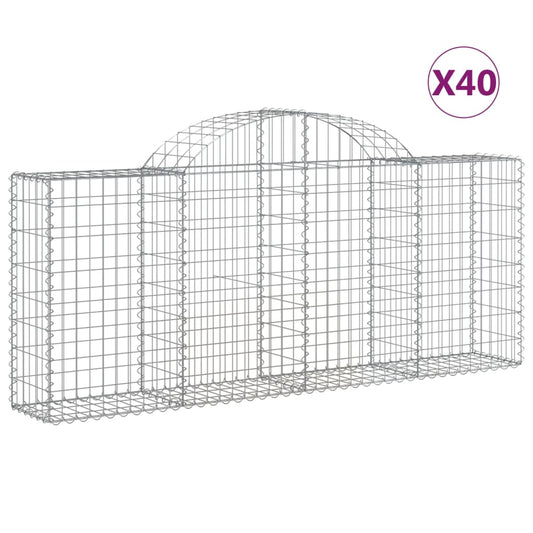 vidaXL Συρματοκιβώτια Τοξωτά 40 τεμ. 200x30x80/100 εκ. Γαλβαν. Ατσάλι