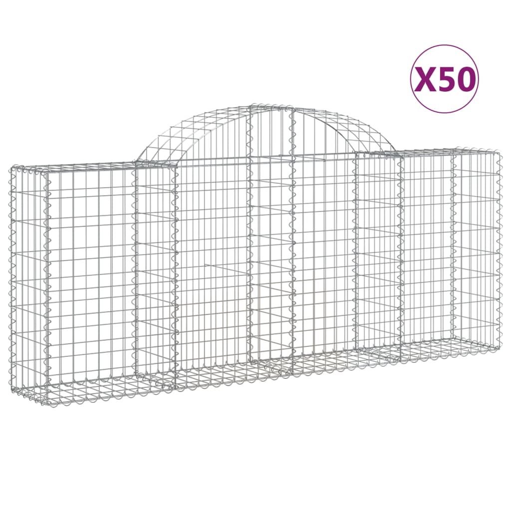 vidaXL Συρματοκιβώτια Τοξωτά 50 τεμ. 200x30x80/100 εκ. Γαλβαν. Ατσάλι
