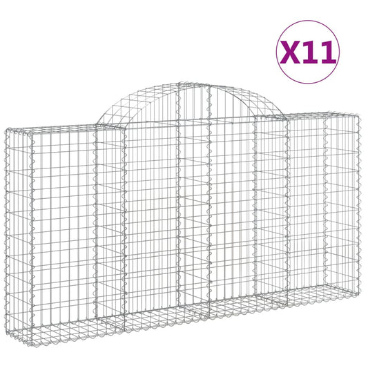 vidaXL Συρματοκιβώτια Τοξωτά 11 τεμ. 200x30x100/120 εκ. Γαλβαν. Ατσάλι