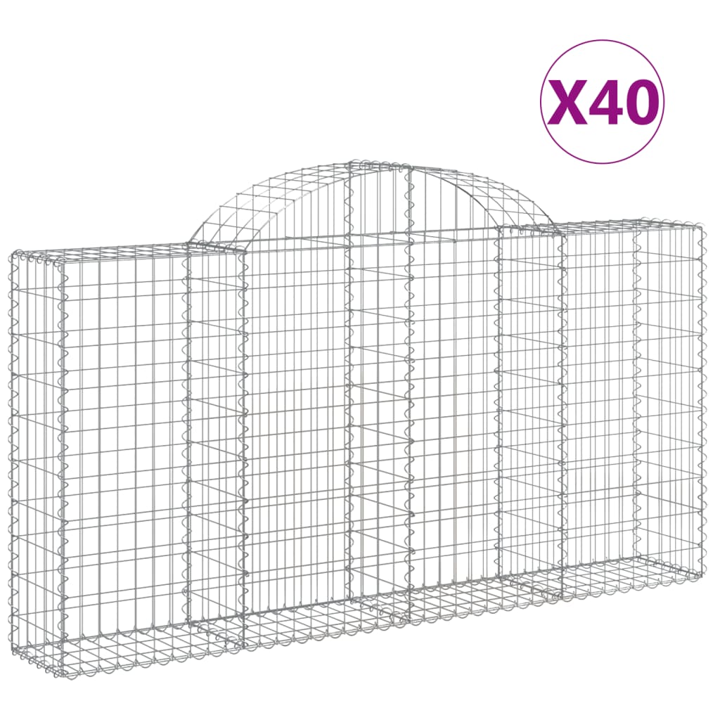 vidaXL Συρματοκιβώτια Τοξωτά 40 τεμ. 200x30x100/120 εκ. Γαλβαν. Ατσάλι