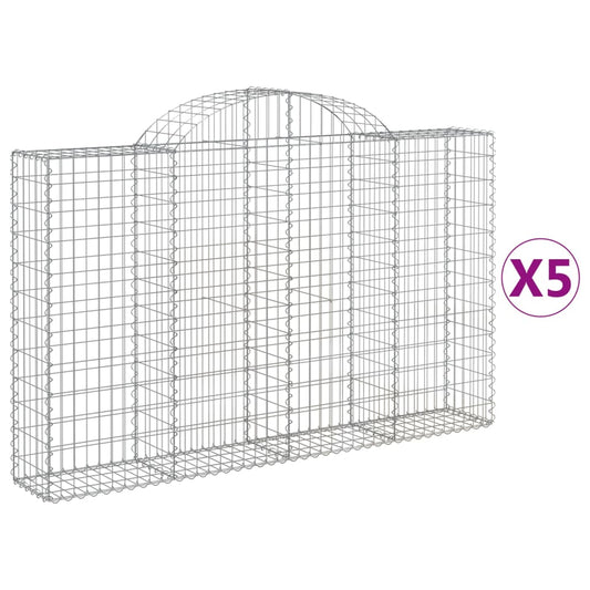 vidaXL Συρματοκιβώτια Τοξωτά 5 τεμ. 200x30x120/140 εκ. Γαλβαν. Ατσάλι