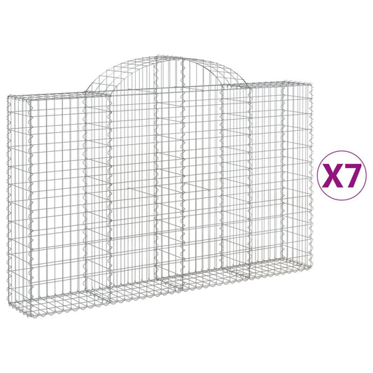 vidaXL Συρματοκιβώτια Τοξωτά 7 τεμ. 200x30x120/140 εκ. Γαλβαν. Ατσάλι