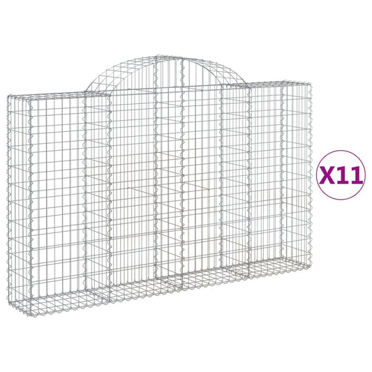 vidaXL Συρματοκιβώτια Τοξωτά 11 τεμ. 200x30x120/140 εκ. Γαλβαν. Ατσάλι