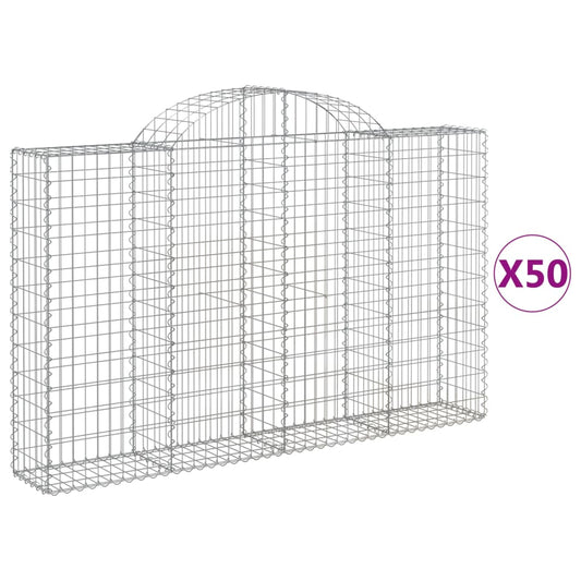 vidaXL Συρματοκιβώτια Τοξωτά 50 τεμ. 200x30x120/140 εκ. Γαλβαν. Ατσάλι