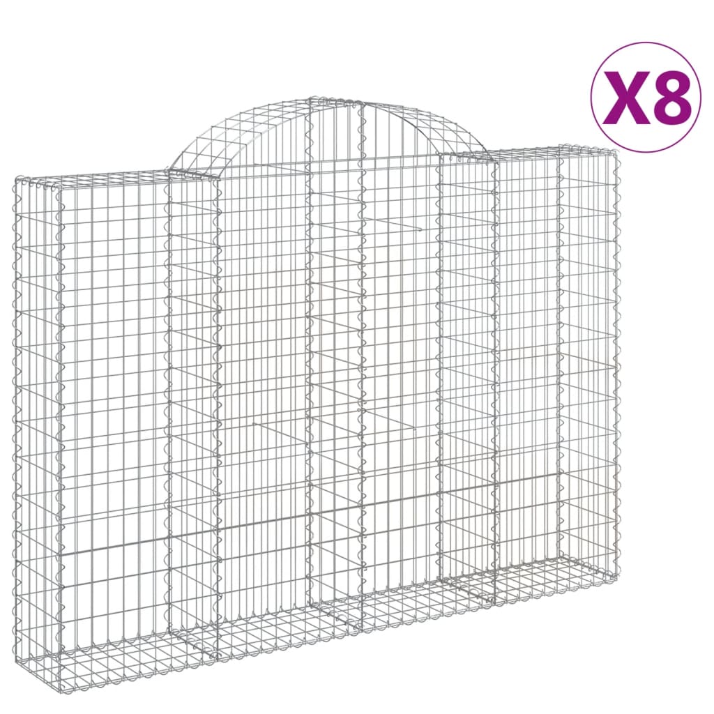 vidaXL Συρματοκιβώτια Τοξωτά 8 τεμ. 200x30x140/160 εκ. Γαλβαν. Ατσάλι