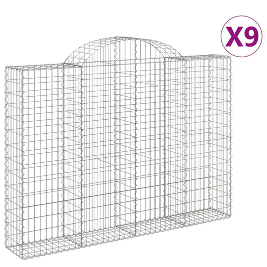 vidaXL Συρματοκιβώτια Τοξωτά 9 τεμ. 200x30x140/160 εκ. Γαλβαν. Ατσάλι