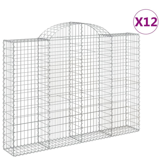 vidaXL Συρματοκιβώτια Τοξωτά 12 τεμ. 200x30x140/160 εκ. Γαλβαν. Ατσάλι