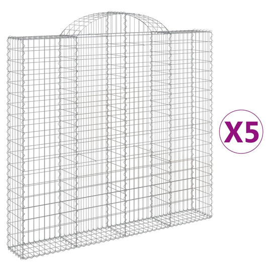 vidaXL Συρματοκιβώτια Τοξωτά 5 τεμ. 200x30x180/200 εκ. Γαλβαν. Ατσάλι