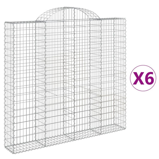 vidaXL Συρματοκιβώτια Τοξωτά 6 τεμ. 200x30x180/200 εκ. Γαλβαν. Ατσάλι