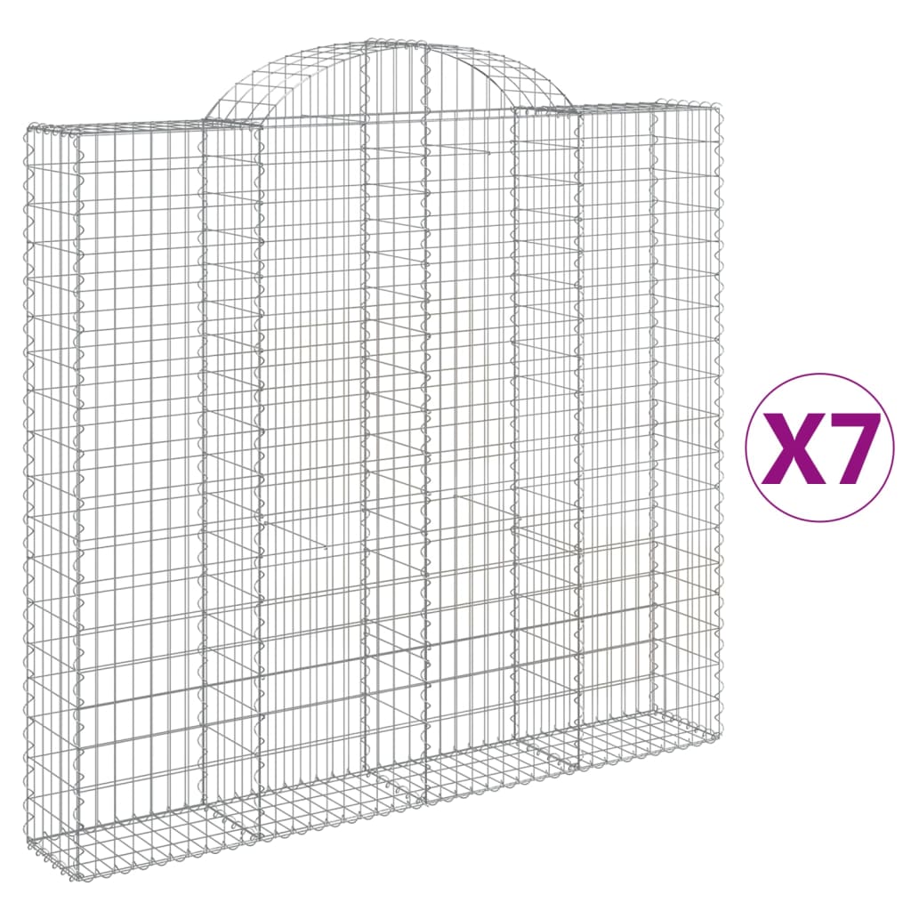vidaXL Συρματοκιβώτια Τοξωτά 7 τεμ. 200x30x180/200 εκ. Γαλβαν. Ατσάλι