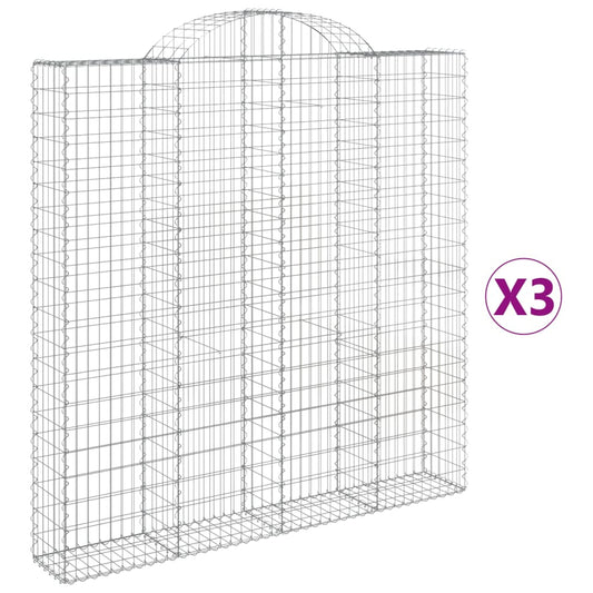 vidaXL Συρματοκιβώτια Τοξωτά 3 τεμ. 200x30x200/220 εκ. Γαλβαν. Ατσάλι