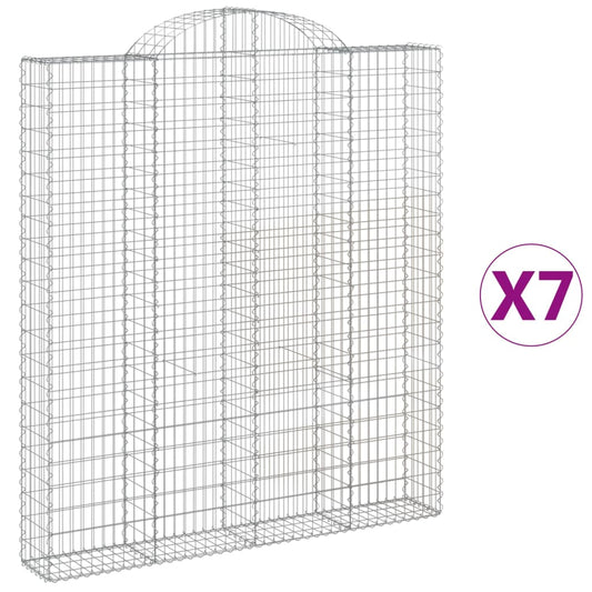 vidaXL Συρματοκιβώτια Τοξωτά 7 τεμ. 200x30x220/240 εκ. Γαλβαν. Ατσάλι