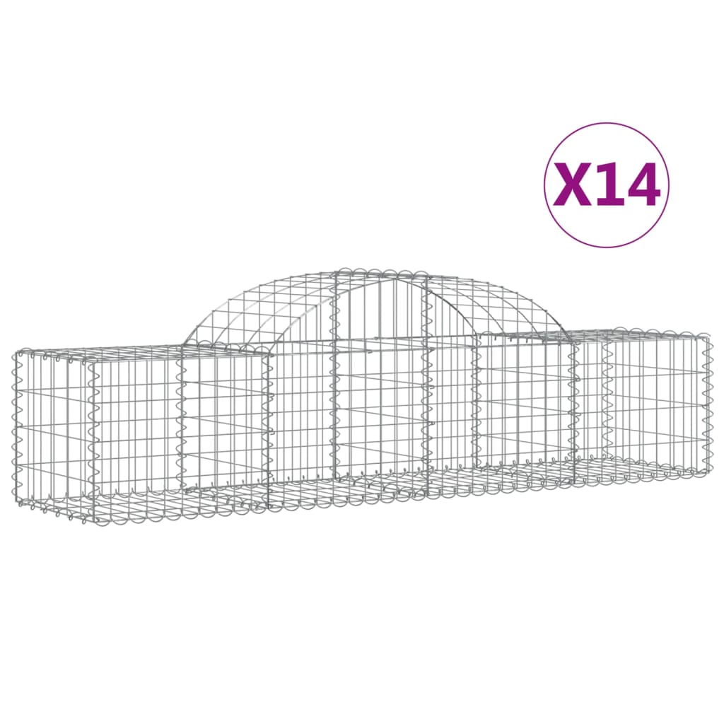 vidaXL Συρματοκιβώτια Τοξωτά 14 τεμ. 200x50x40/60 εκ. Γαλβαν. Ατσάλι