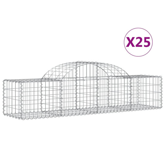 vidaXL Συρματοκιβώτια Τοξωτά 25 τεμ. 200x50x40/60 εκ. Γαλβαν. Ατσάλι