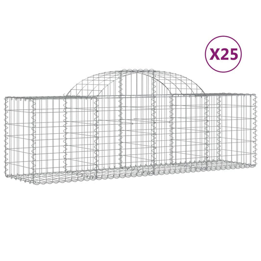 vidaXL Συρματοκιβώτια Τοξωτά 25 τεμ. 200x50x60/80 εκ. Γαλβαν. Ατσάλι