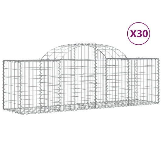 vidaXL Συρματοκιβώτια Τοξωτά 30 τεμ. 200x50x60/80 εκ. Γαλβαν. Ατσάλι