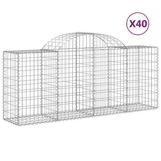 vidaXL Συρματοκιβώτια Τοξωτά 40 τεμ. 200x50x80/100 εκ. Γαλβαν. Ατσάλι