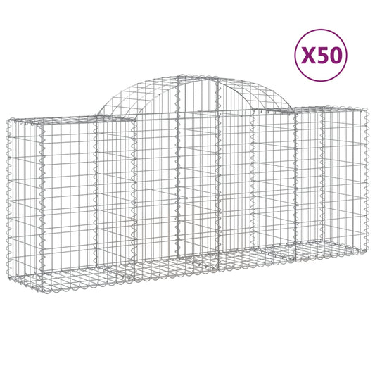 vidaXL Συρματοκιβώτια Τοξωτά 50 τεμ. 200x50x80/100 εκ. Γαλβαν. Ατσάλι