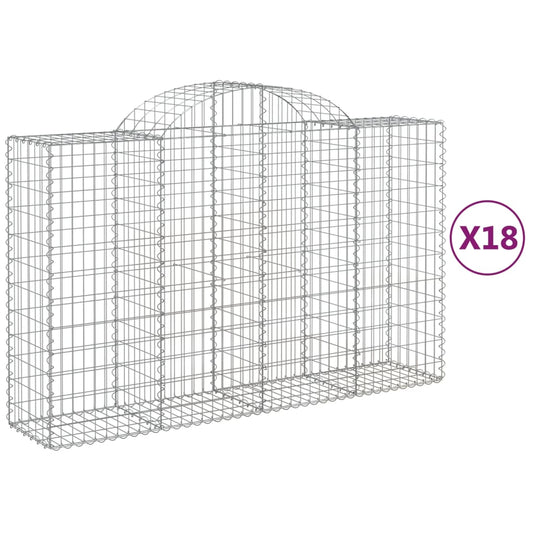vidaXL Συρματοκιβώτια Τοξωτά 18 τεμ. 200x50x120/140 εκ. Γαλβαν. Ατσάλι