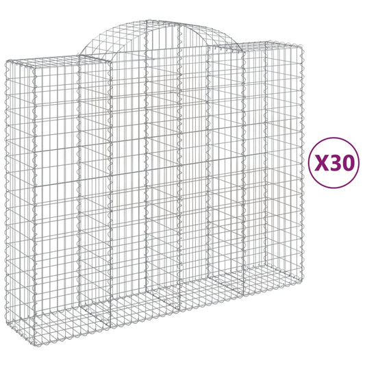 vidaXL Συρματοκιβώτια Τοξωτά 30 τεμ. 200x50x160/180 εκ. Γαλβαν. Ατσάλι
