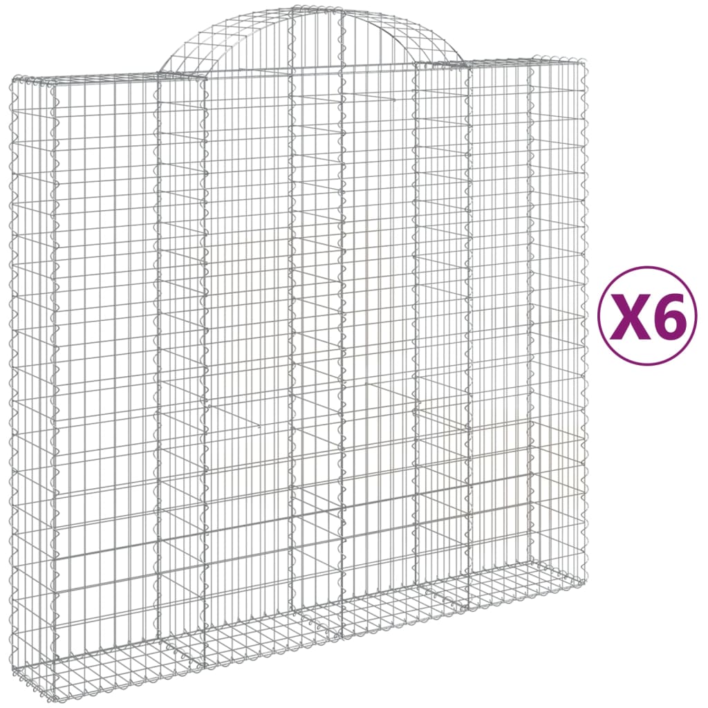 vidaXL Συρματοκιβώτια Τοξωτά 6 τεμ. 200x50x180/200 εκ. Γαλβαν. Ατσάλι