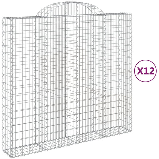 vidaXL Συρματοκιβώτια Τοξωτά 12 τεμ. 200x50x180/200 εκ. Γαλβαν. Ατσάλι