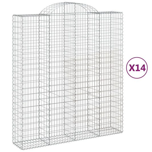 vidaXL Συρματοκιβώτια Τοξωτά 14 τεμ. 200x50x220/240 εκ. Γαλβαν. Ατσάλι