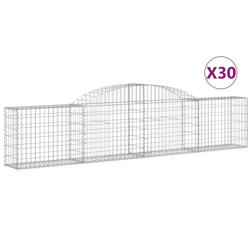 vidaXL Συρματοκιβώτια Τοξωτά 30 τεμ. 300x30x60/80 εκ. Γαλβαν. Ατσάλι