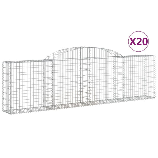 vidaXL Συρματοκιβώτια Τοξωτά 20 τεμ. 300x30x80/100 εκ. Γαλβαν. Ατσάλι