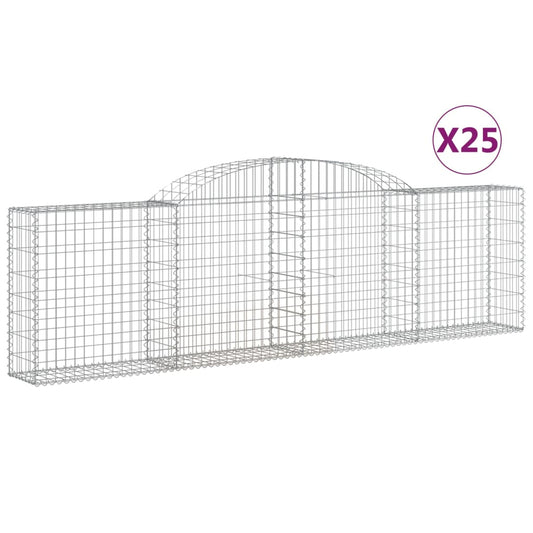 vidaXL Συρματοκιβώτια Τοξωτά 25 τεμ. 300x30x80/100 εκ. Γαλβαν. Ατσάλι