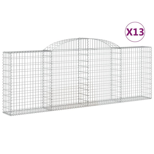 vidaXL Συρματοκιβώτια Τοξωτά 13 τεμ. 300x30x100/120 εκ. Γαλβαν. Ατσάλι