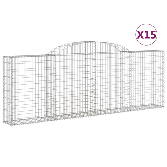 vidaXL Συρματοκιβώτια Τοξωτά 15 τεμ. 300x30x100/120 εκ. Γαλβαν. Ατσάλι