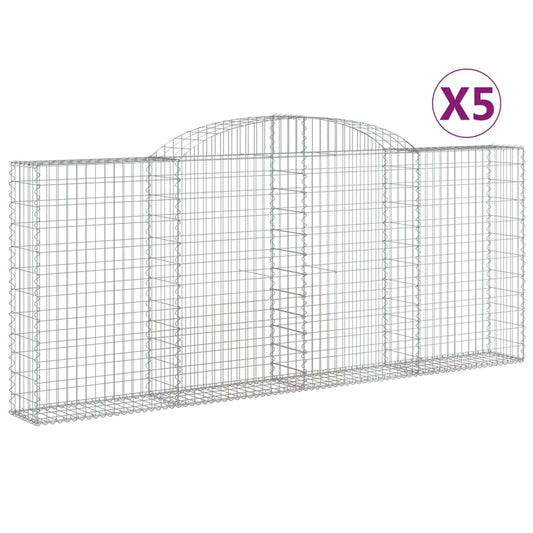 vidaXL Συρματοκιβώτια Τοξωτά 5 τεμ. 300x30x120/140 εκ. Γαλβαν. Ατσάλι