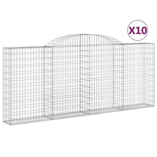 vidaXL Συρματοκιβώτια Τοξωτά 10 τεμ. 300x30x120/140 εκ. Γαλβαν. Ατσάλι
