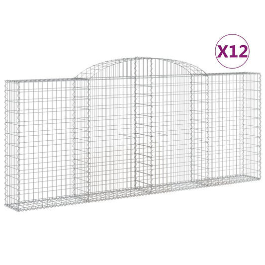 vidaXL Συρματοκιβώτια Τοξωτά 12 τεμ. 300x30x120/140 εκ. Γαλβαν. Ατσάλι