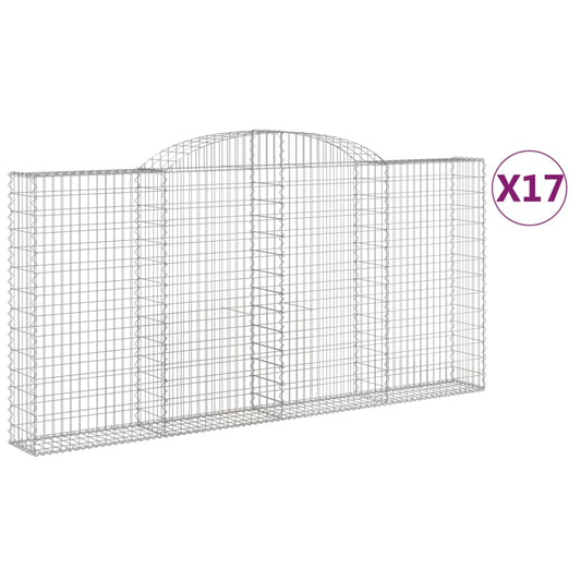 vidaXL Συρματοκιβώτια Τοξωτά 17 τεμ. 300x30x140/160 εκ. Γαλβαν. Ατσάλι