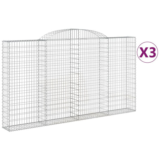 vidaXL Συρματοκιβώτια Τοξωτά 3 τεμ. 300x30x160/180 εκ. Γαλβαν. Ατσάλι