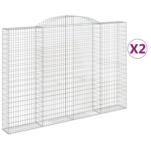 vidaXL Συρματοκιβώτια Τοξωτά 2 τεμ. 300x30x200/220 εκ. Γαλβαν. Ατσάλι