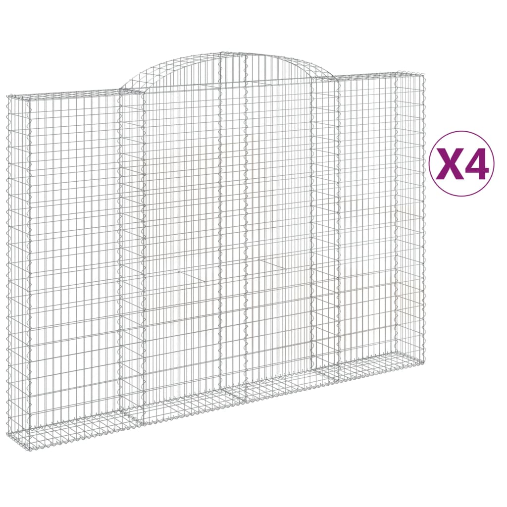 vidaXL Συρματοκιβώτια Τοξωτά 4 τεμ. 300x30x200/220 εκ. Γαλβαν. Ατσάλι