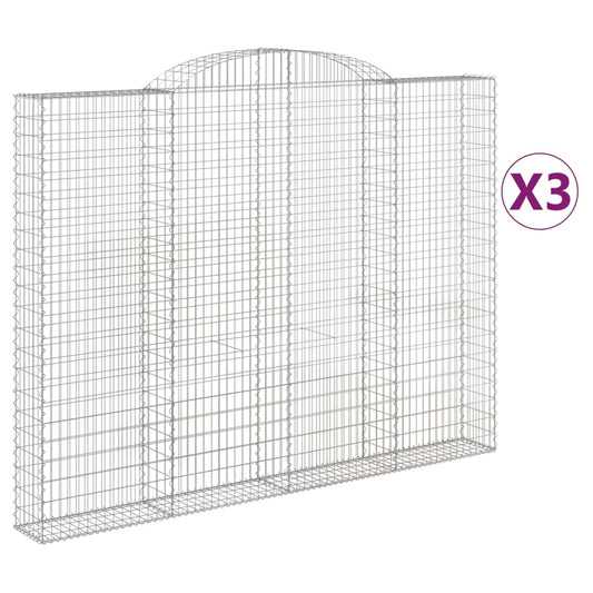 vidaXL Συρματοκιβώτια Τοξωτά 3 τεμ. 300x30x220/240 εκ. Γαλβαν. Ατσάλι