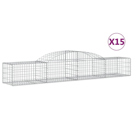 vidaXL Συρματοκιβώτια Τοξωτά 15 τεμ. 300x50x40/60 εκ. Γαλβαν. Ατσάλι