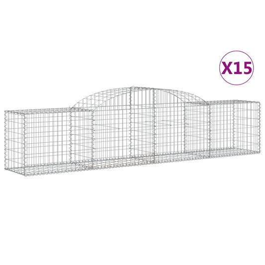 vidaXL Συρματοκιβώτια Τοξωτά 15 τεμ. 300x50x60/80 εκ. Γαλβαν. Ατσάλι
