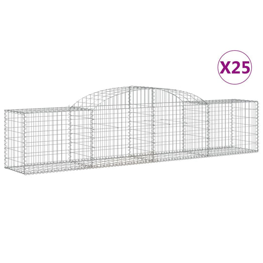 vidaXL Συρματοκιβώτια Τοξωτά 25 τεμ. 300x50x60/80 εκ. Γαλβαν. Ατσάλι