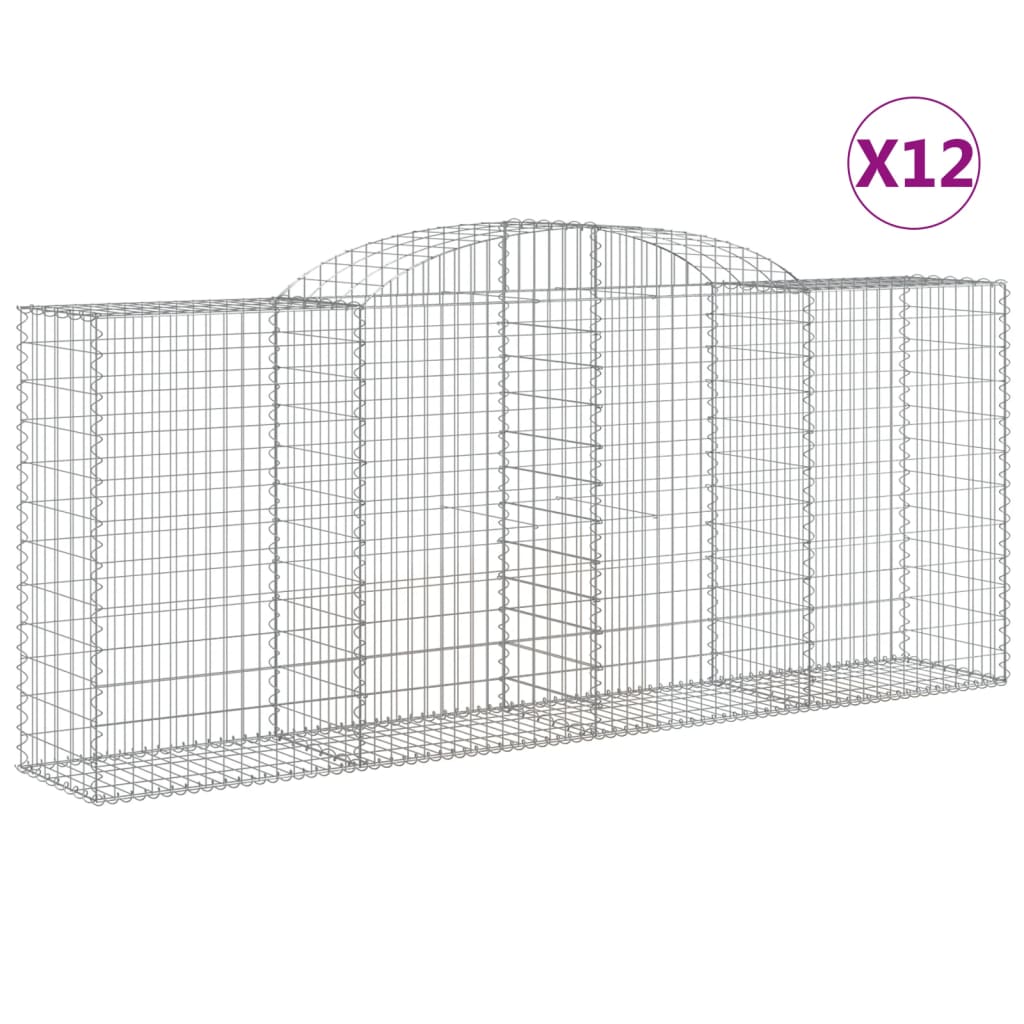 vidaXL Συρματοκιβώτια Τοξωτά 12 τεμ. 300x50x120/140 εκ. Γαλβαν. Ατσάλι