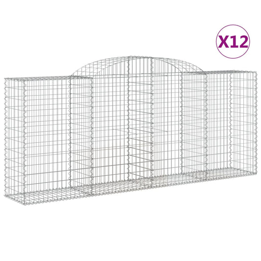 vidaXL Συρματοκιβώτια Τοξωτά 12 τεμ. 300x50x120/140 εκ. Γαλβαν. Ατσάλι