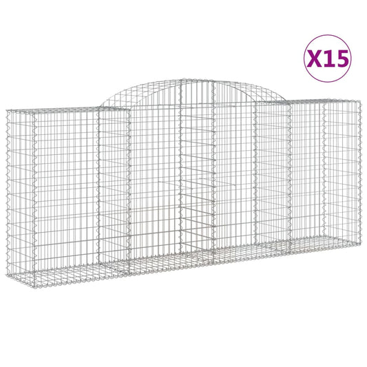 vidaXL Συρματοκιβώτια Τοξωτά 15 τεμ. 300x50x120/140 εκ. Γαλβαν. Ατσάλι