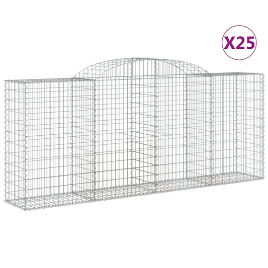 vidaXL Συρματοκιβώτια Τοξωτά 25 τεμ. 300x50x120/140 εκ. Γαλβαν. Ατσάλι