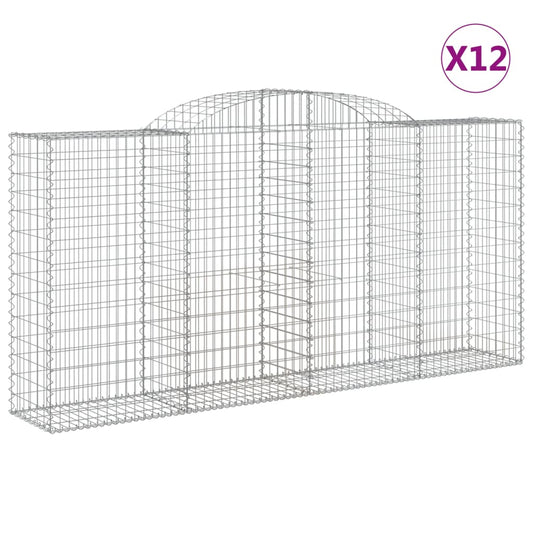 vidaXL Συρματοκιβώτια Τοξωτά 12 τεμ. 300x50x140/160 εκ. Γαλβαν. Ατσάλι