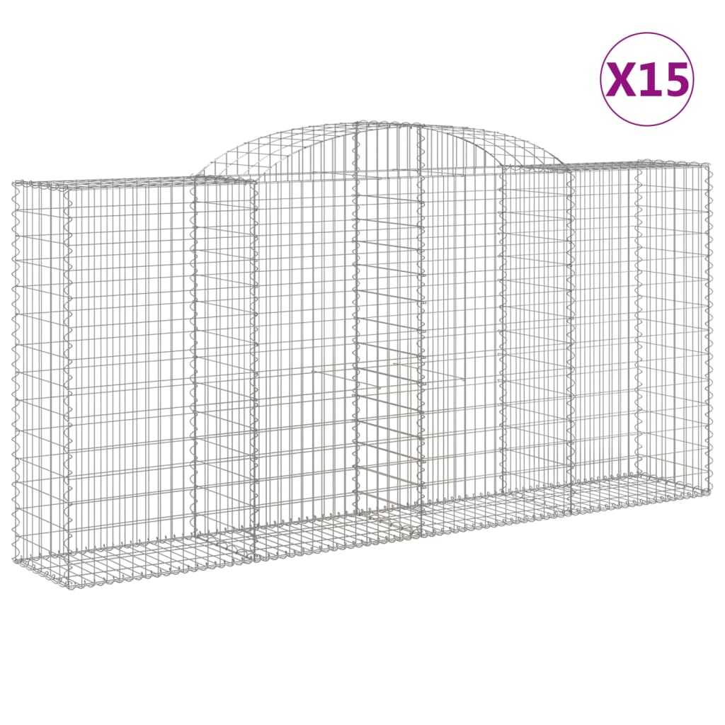 vidaXL Συρματοκιβώτια Τοξωτά 15 τεμ. 300x50x140/160 εκ. Γαλβαν. Ατσάλι