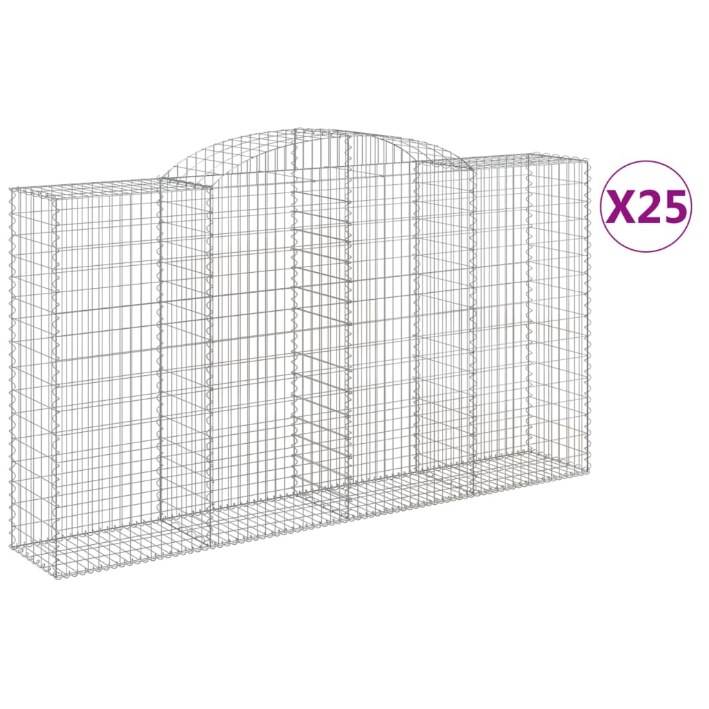 vidaXL Καλάθια Συρματοπλέγματα με Αψίδα 25 τεμ. 300x50x160/180 εκ. από Γαλβανισμένο Σίδηρο